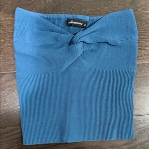 Olivaceous Teal Twist Detail Skirt